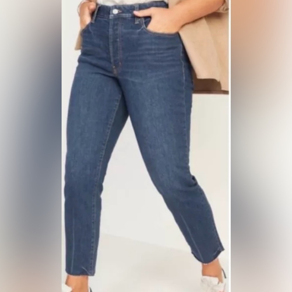 OLD NAVY High Waisted O.G. Straight Ankle Jeans Cut Off Hem Plus 26W Suki NWT